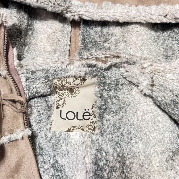 Lolē Faux suede faux fur taupe coat ultra soft and warm Medium - Picture 7 of 12